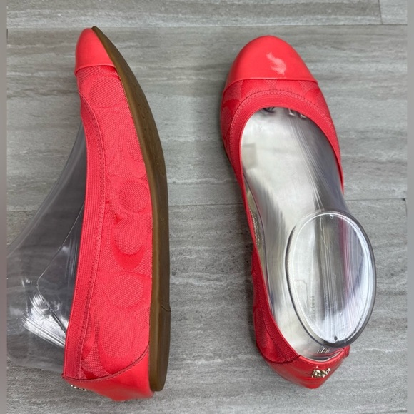 Coach Dahlia Barbie Core Pink Jaquard Logo Patent Cap Toe Ballet Flats Size 7 - Picture 5 of 12
